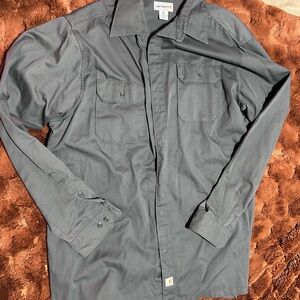 Carhartt Relaxed Fit Work Shirt Mens XL Tall Gray Button Up Long Sleeve